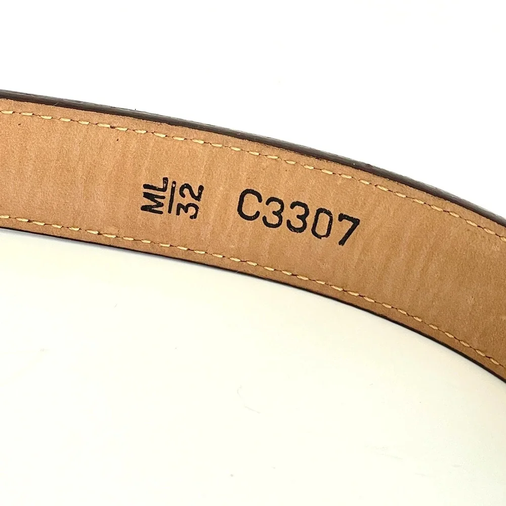Brighton Womens Brown Croc Embossed Leather Canvas Belt Silver Buckle Size 32